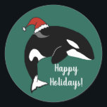 Sticker Rond Orca Killer Whale Christmas<br><div class="desc">Orca - Baleine tueuse</div>