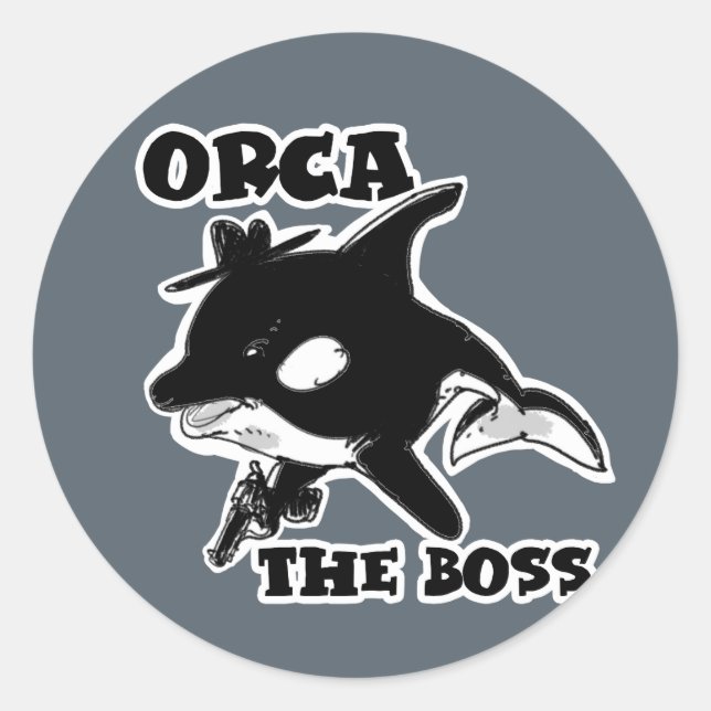 Sticker Rond orca le patron dessin animé style drôle illustrati (Devant)