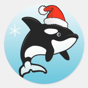 Sticker Rond Orca Père Noël