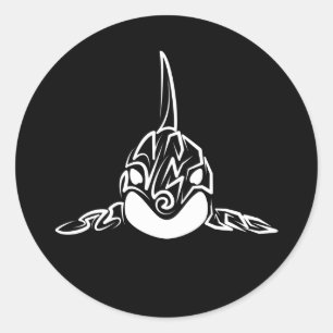 Sticker Rond Orca tribale noire et blanche