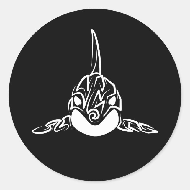 Sticker Rond Orca tribale noire et blanche (Devant)