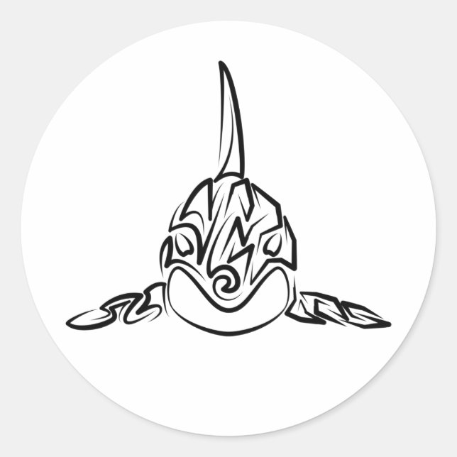 Sticker Rond Orca tribale noire et blanche (Devant)