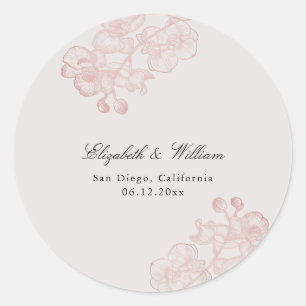 Sticker Rond Orchidée classique moderne formelle brûlé Mariage 