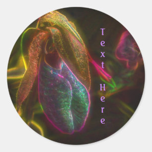 Sticker Rond Orchidée Lady Slipper Abstraite personnalisée