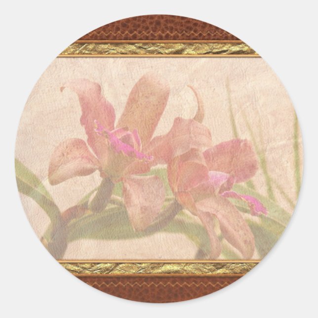 Sticker Rond Orchidée - Rose de plaisir (Devant)