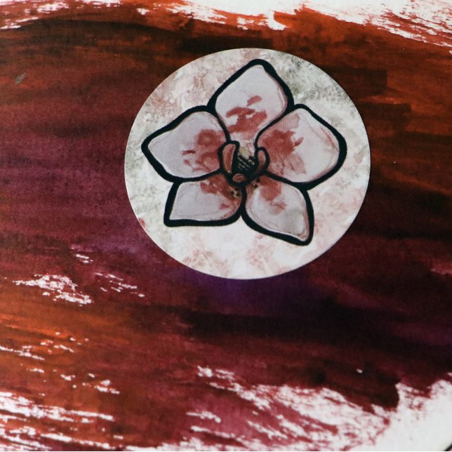 Sticker Rond Orchidées Art rose orchidées design fun fleurs mig (Créateur téléchargé)