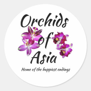 Sticker Rond Orchidées d'Asie