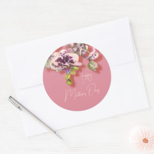 Sticker Rond Orchidées Floral Bonne fête des mères