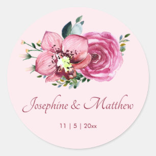 Sticker Rond Orchidées roses et fleurs Roses Mariage