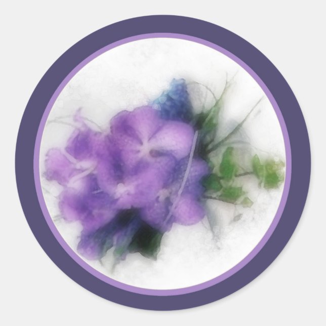 Sticker Rond Orchidées violettes 1 enveloppe scellée (Devant)
