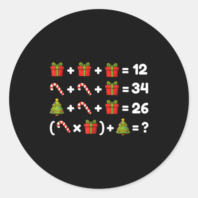 Sticker Rond Order Of Operations Quiz Christmas Math Teacher 67 (Devant)