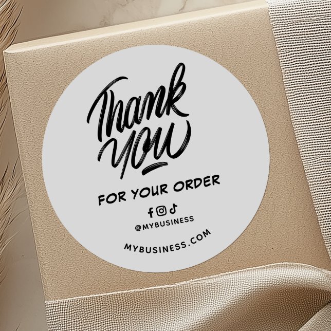 Sticker Rond Order Thank You Web Address & Socials Business (Créateur téléchargé)