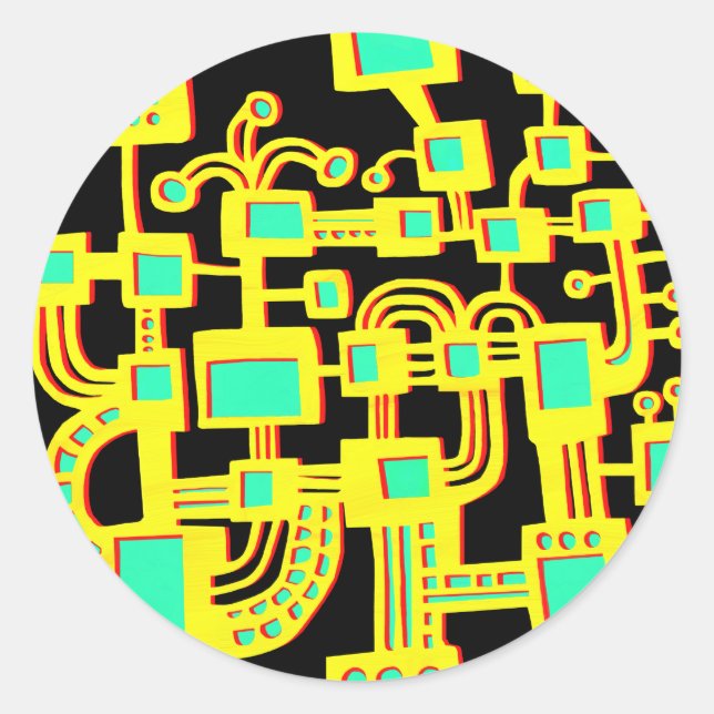 Sticker Rond Ordinateur Alien (Devant)