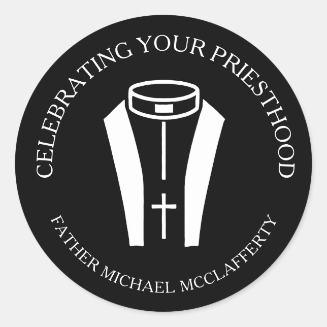 Sticker Rond Ordination en noir et blanc (Devant)