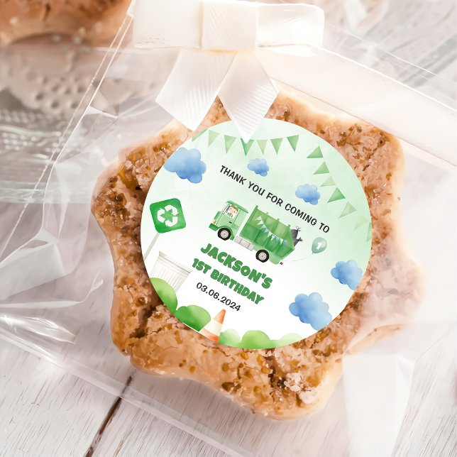 Sticker Rond Ordures Camion 1ère fête d'anniversaire (Créateur téléchargé)