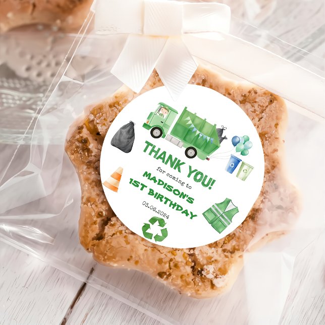 Sticker Rond Ordures Camion 1ère fête d'anniversaire (Créateur téléchargé)