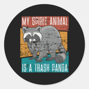 Sticker Rond Ordures Panda Zoo gardien Spirit Animal Racoon