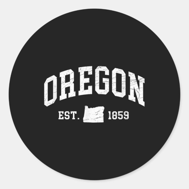 Sticker Rond Oregon - Est. 1859 - Déshabilisé _ Clic de concept (Devant)