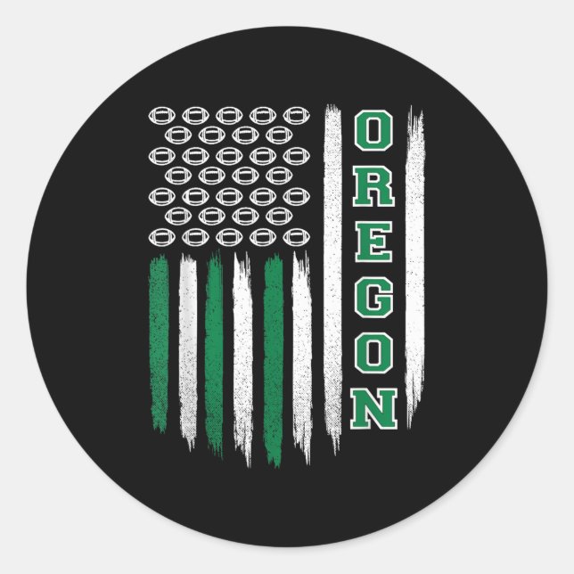 Sticker Rond Oregon Flag Usa College Font Design For Men Women  (Devant)