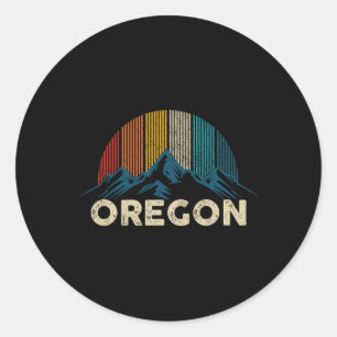 Sticker Rond Oregon Montagnes Vintages Nature Randonnée Cadeau