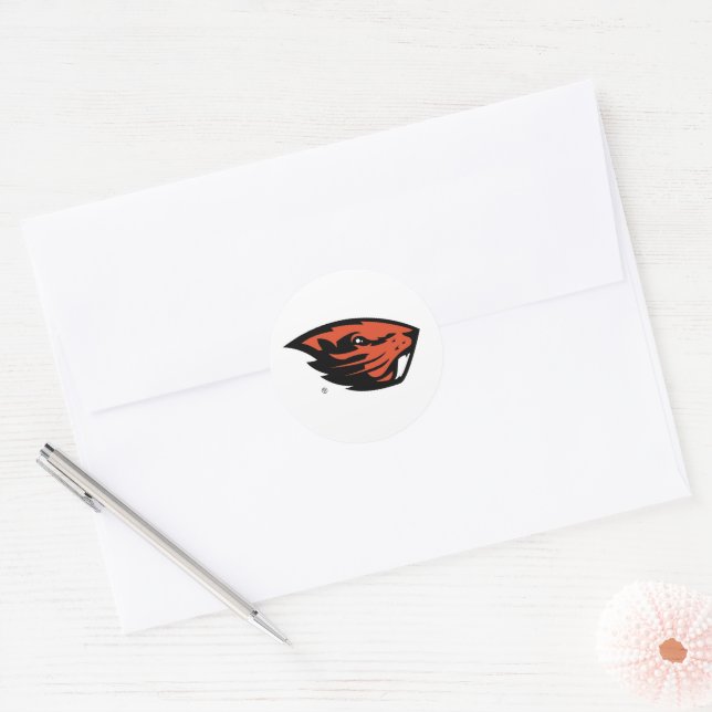 Sticker Rond Oregon State Beavers | Tête de castor (Enveloppe)