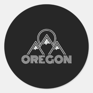 Sticker Rond Oregon Vintage Retro Mounts Nature Randonnée Souve