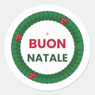 Sticker Rond Oreiller de Noël italien Buon Natale Couronne de N