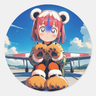 Sticker Rond Oreilles en peluche sur le Tarmac