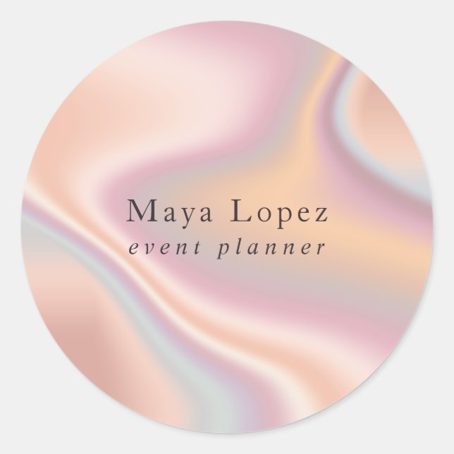 Sticker Rond Organisateur d'événements holographique en or rose (Devant)