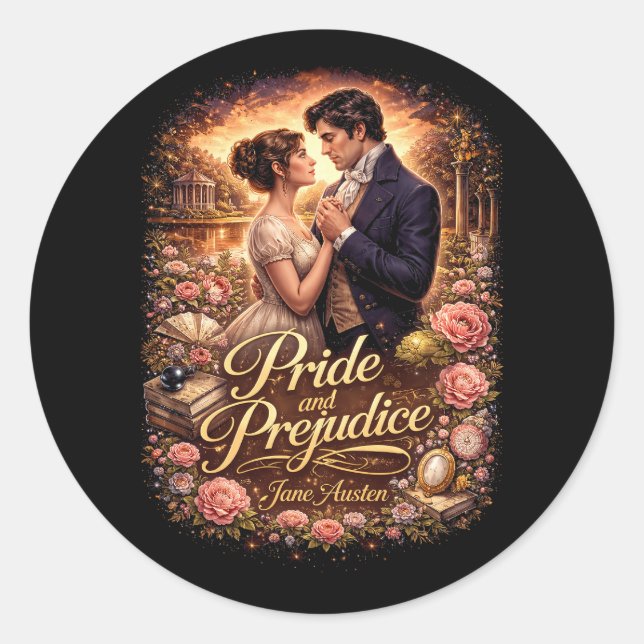 Sticker Rond Orgueil et Préjugés (Devant)