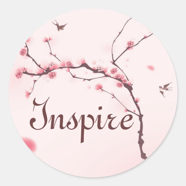 Sticker Rond Oriental painting, cherry blossom (Devant)