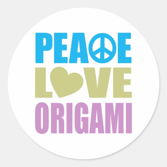 Sticker Rond Origami de l'amour de la paix (Devant)
