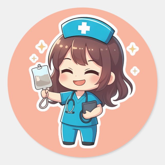 Sticker Rond Original Chibi Nurse 2.0 - Healing Energy (Devant)