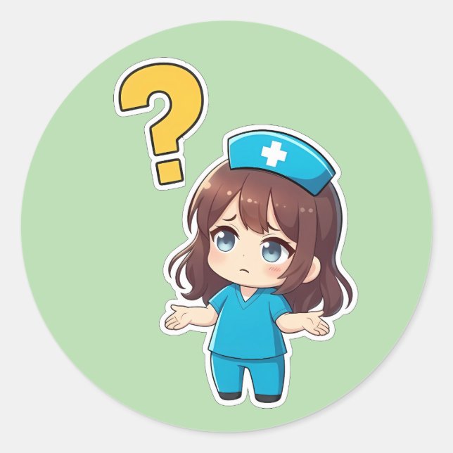 Sticker Rond Original Chibi Nurse 3.0 - Something's Wrong (Devant)