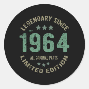 Sticker Rond Original depuis 1964 Légende Vintage Cadeau d'anni