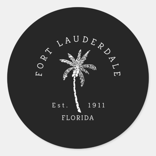 Sticker Rond Original Fort Lauderdale Palm Tree (Devant)