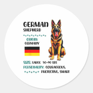 Sticker Rond Origine Berger Allemand Drôle Amateur de Berger Al