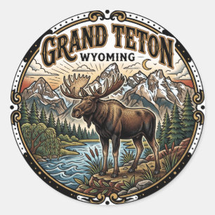 Sticker Rond Orignal dans le parc national de Grand Teton Wyomi