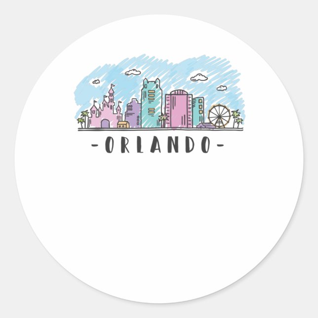 Sticker Rond Orlando Skyline (Devant)