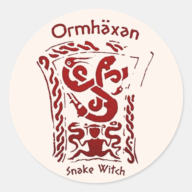 Sticker Rond Ormhäxan Snake Witch Rune (Devant)