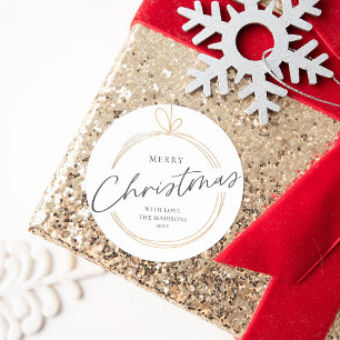 Sticker Rond Ornament or élégant Joyeux Noël