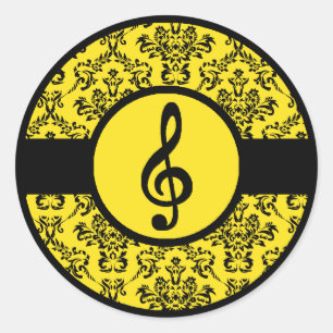 Sticker Rond Ornat Jaune Clef