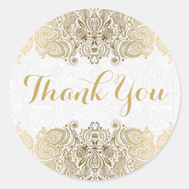 Sticker Rond Ornate or Paisley Arrière - plan blanc (Devant)