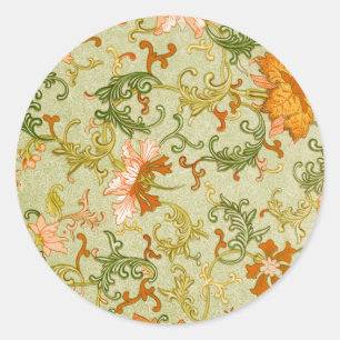 Sticker Rond Ornement Chinois Vintage Fleurs Jones