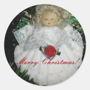 Sticker Rond Ornement d'ange de Noël, joyeux ch… - Customis