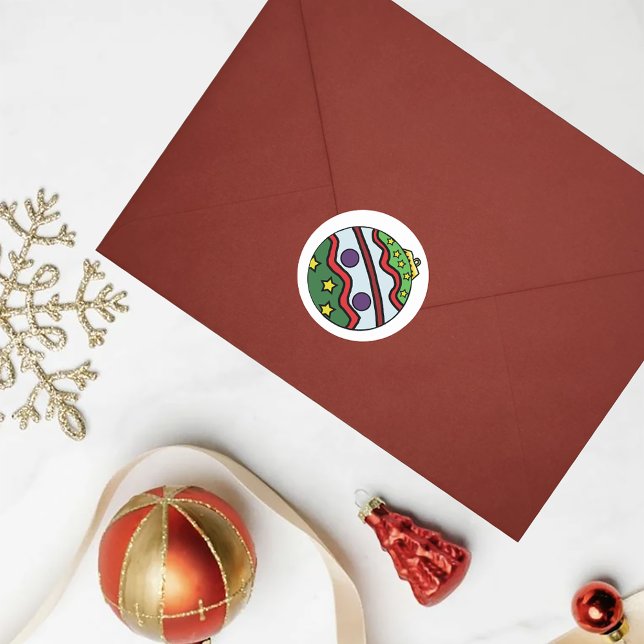 Sticker Rond Ornement de bal de Noël (Créateur téléchargé)