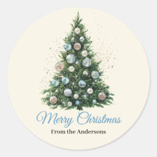 Sticker Rond Ornement de boule disco pastel Noël Arbre personna