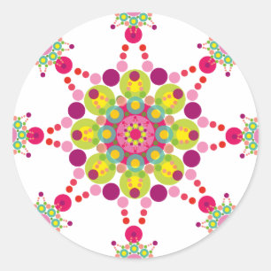 Sticker Rond Ornement de fête étoile de points colorés moderne 