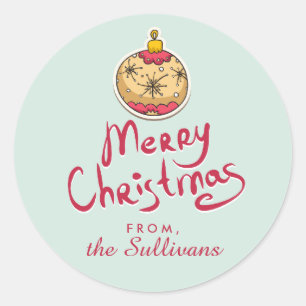 Sticker Rond Ornement de Noël Étiquettes/Stickers de Noël