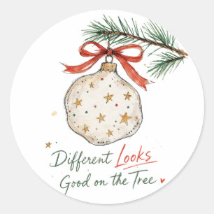 Sticker Rond Ornement de Noël étoile aquarelle